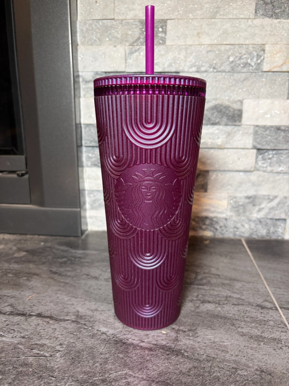 Starbucks Deep Purple Shell Textured Cold Cup with Straw